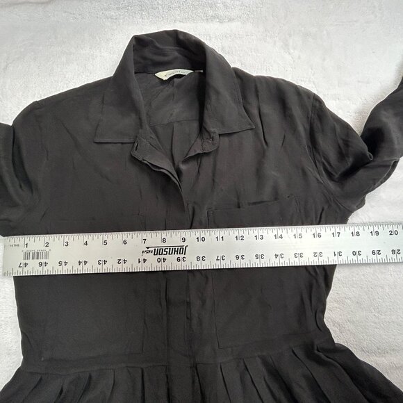 Tylho Womens Long Sleeve Black 100% Silk Button Down Shirt Dress Small Casual - Picture 7 of 9